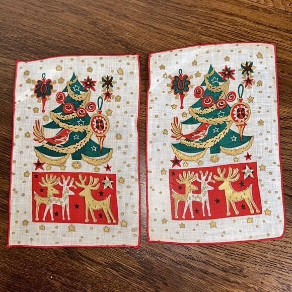 Vtg Mid Century Lewis Garland Christmas/Holiday themed cocktail napkins in folio - Picture 9 of 13